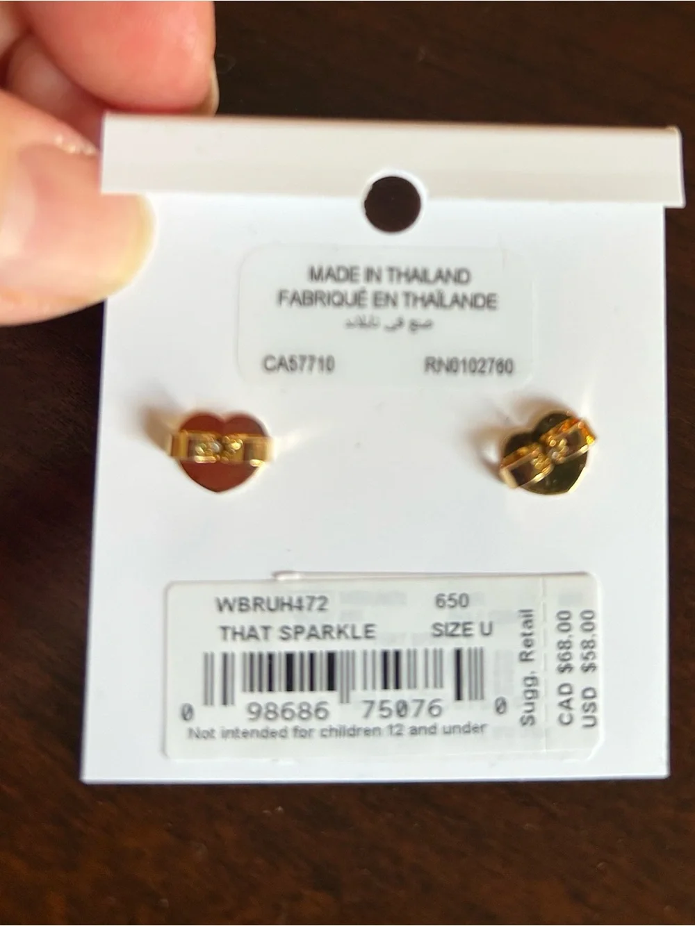 Kate Spade Pink Cubic Zirconia Gold Stud Earrings